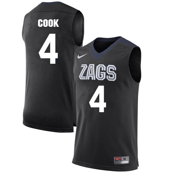 Men #4 Aaron Cook Gonzaga Bulldogs College Basketball Jerseys Sale-Black